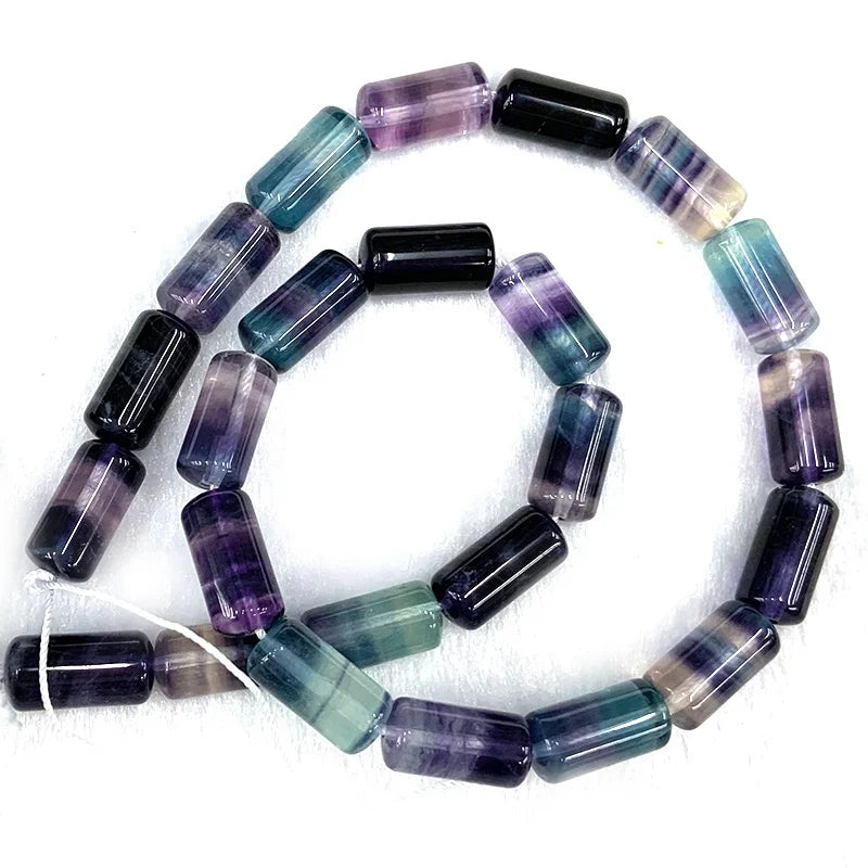 Natural Fluorite 15'' Column Bead Strand (8x10/8/16mm)