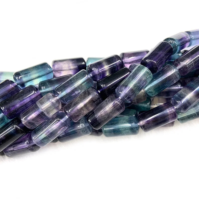 Natural Fluorite 15'' Column Bead Strand (8x10/8/16mm)