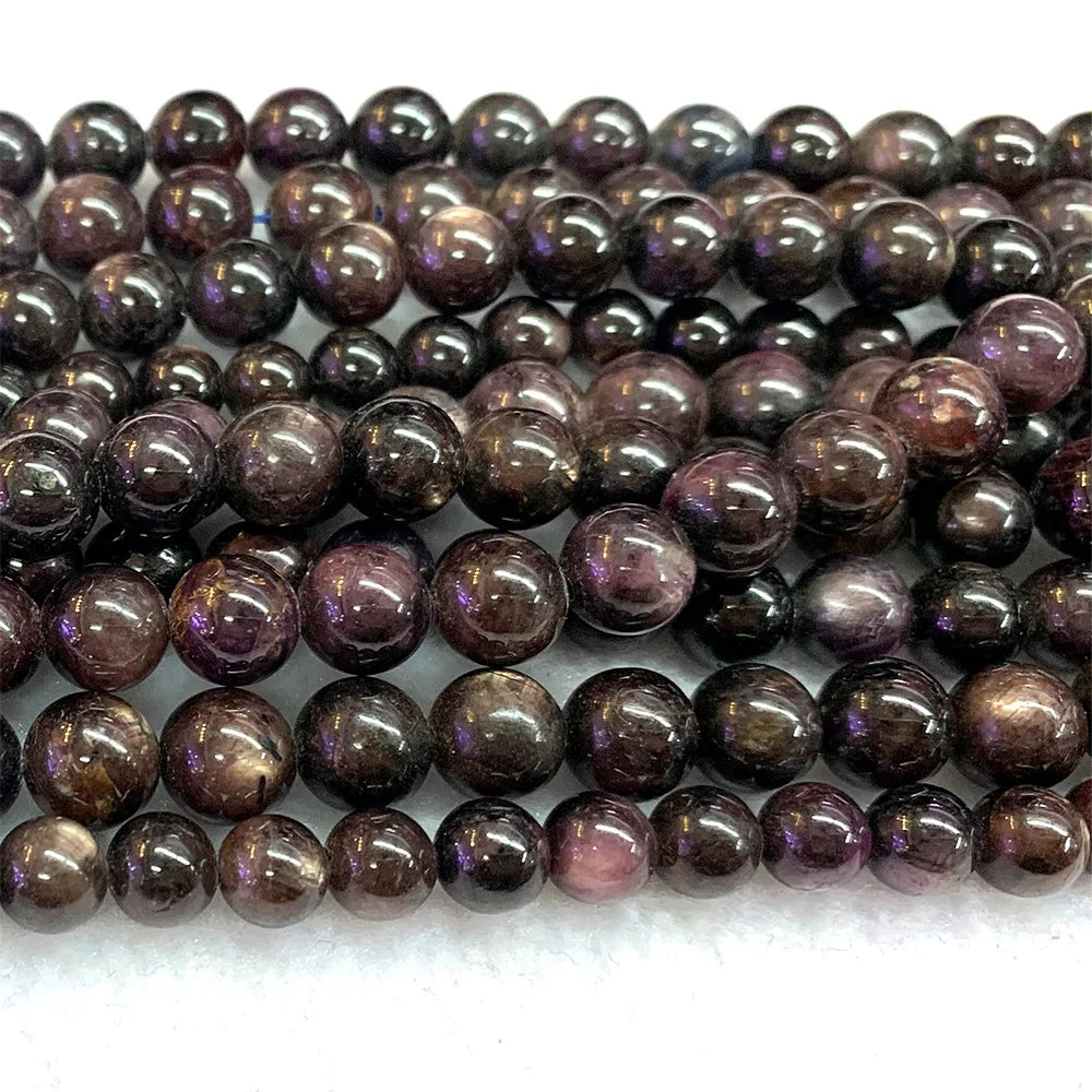 AAA Natural Starlight Ruby Sapphire Round Bead Strand