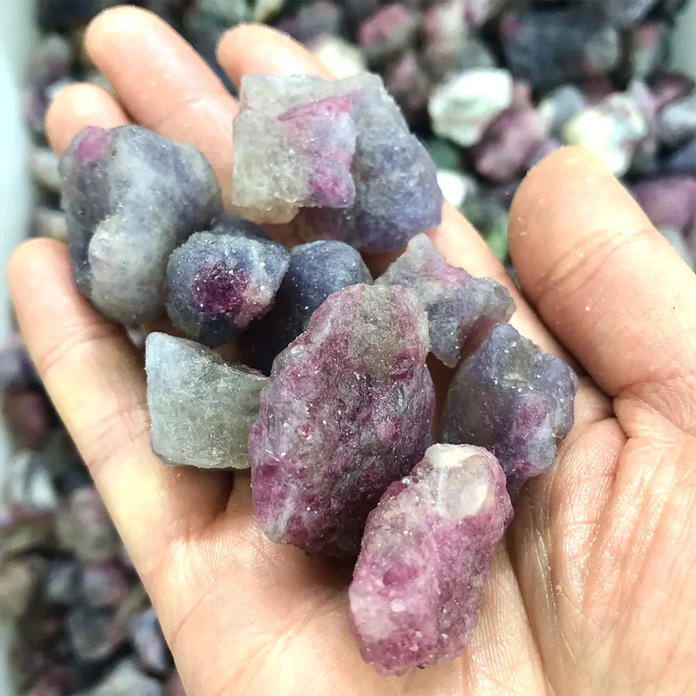 1 pièce de cristaux bruts de tourmaline rose naturelle, cristal de quartz brut, roche minérale de guérison, pierre de licorne, pegmatite, lépidolite