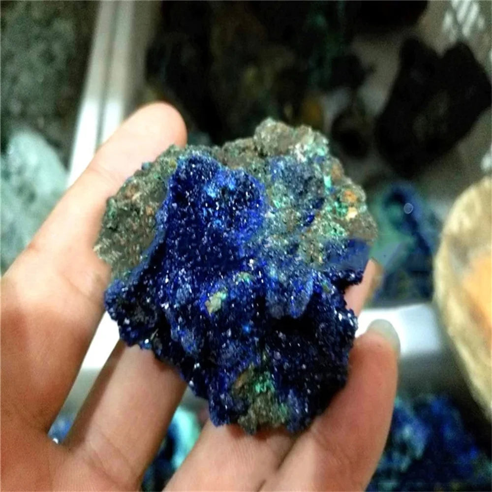 Spécimens naturels d'azurite-malachite brute