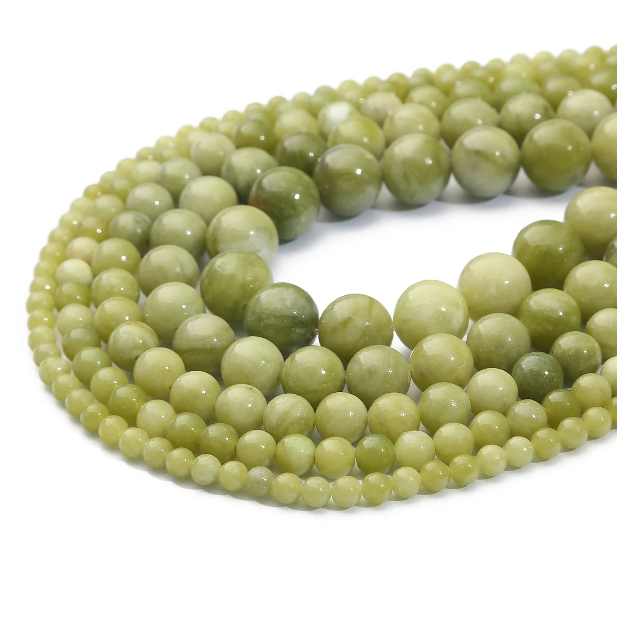 Natural Taiwanese Green Jade Bead Strand