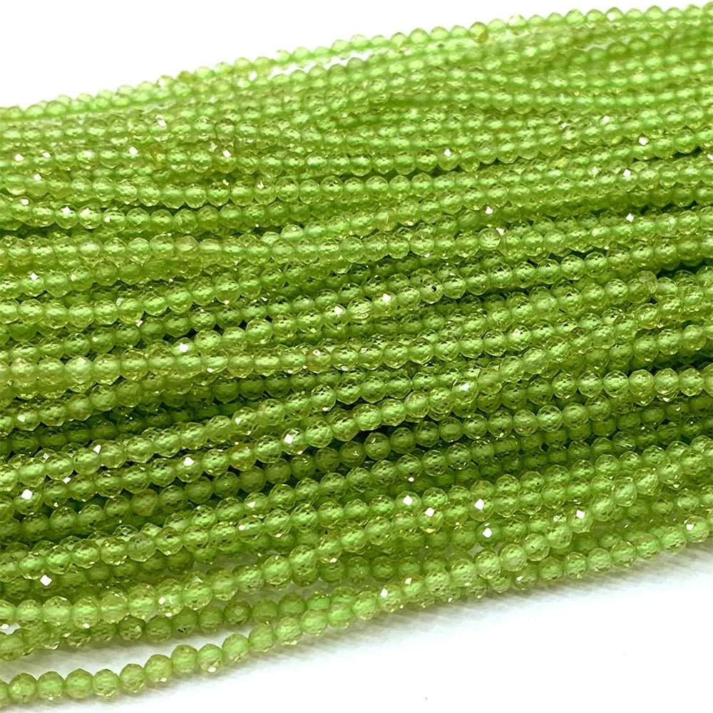 Natural Green Peridot Small Round Bead Strand