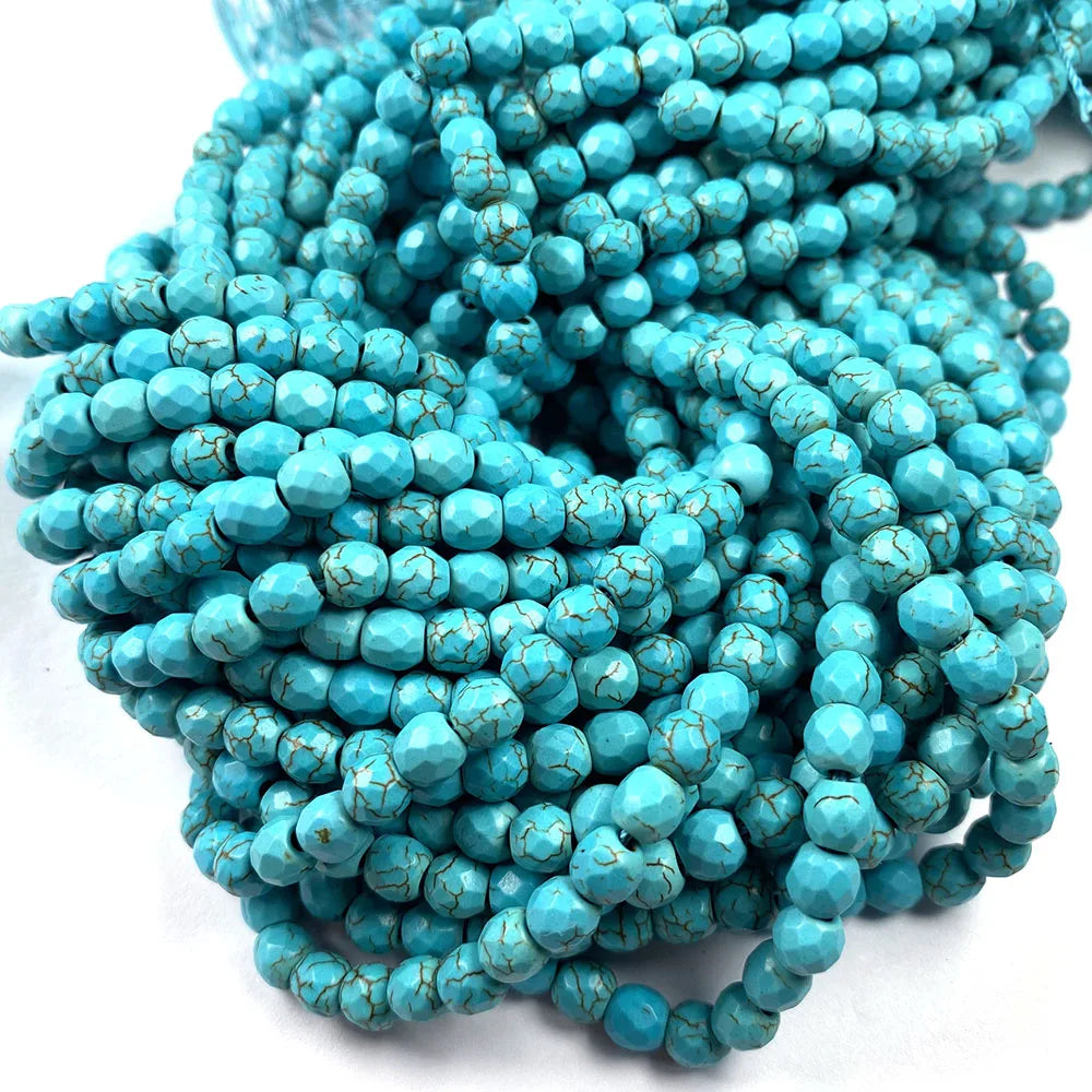 Faceted Blue Turquoise Bead Strand