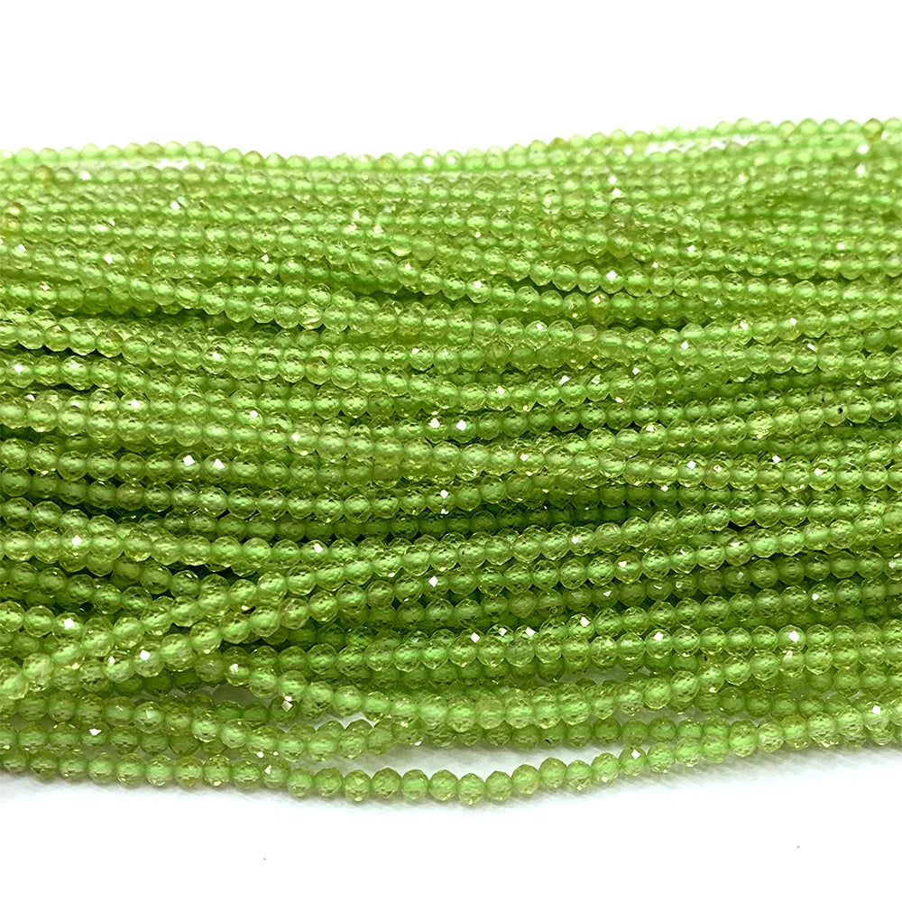 Natural Green Peridot Small Round Bead Strand