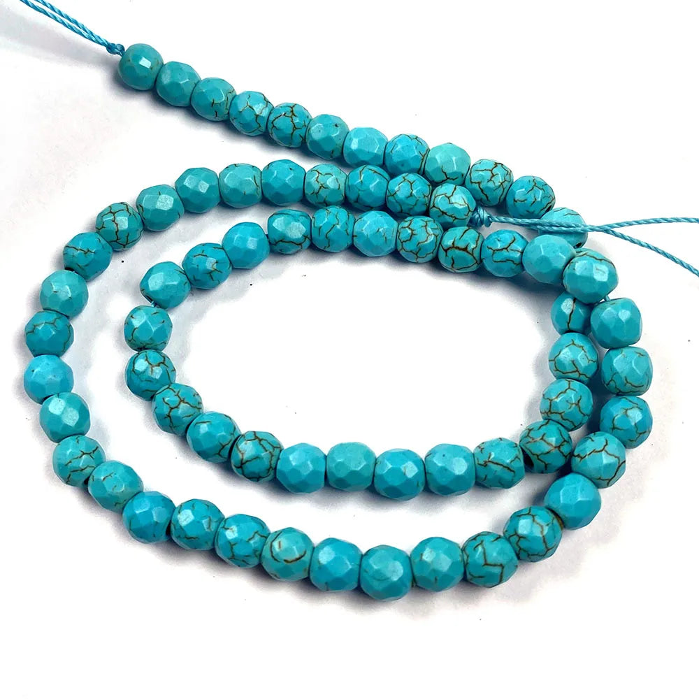 Faceted Blue Turquoise Bead Strand