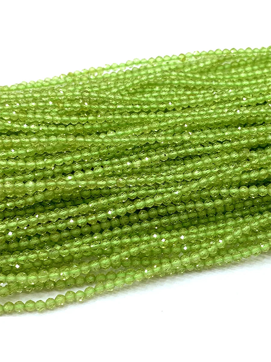 Natural Green Peridot Small Round Bead Strand