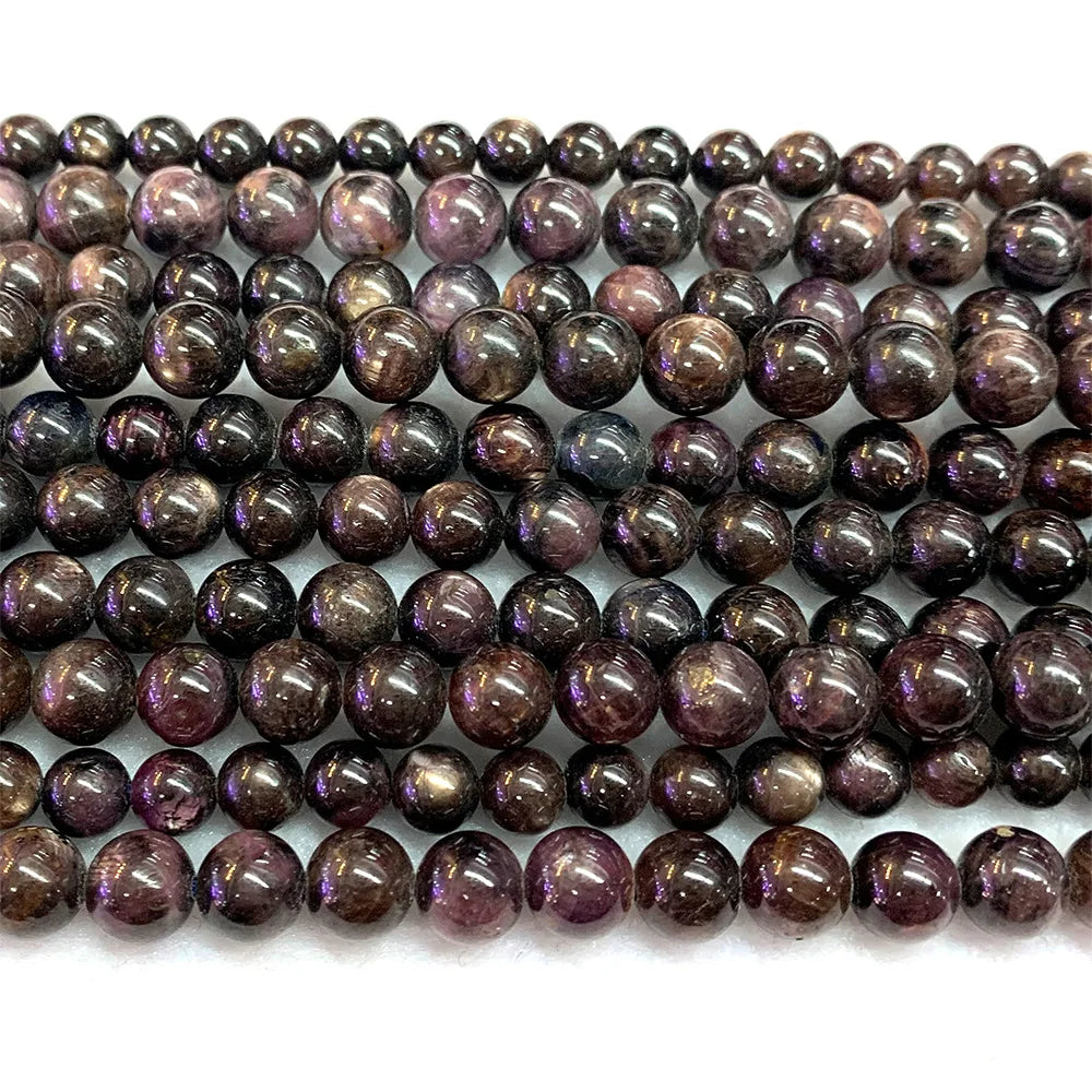 AAA Natural Starlight Ruby Sapphire Round Bead Strand