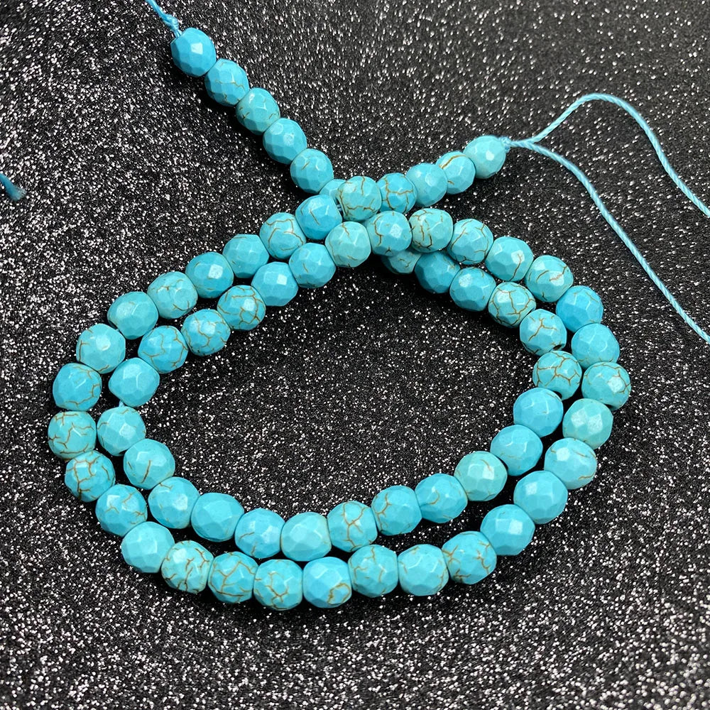 Faceted Blue Turquoise Bead Strand