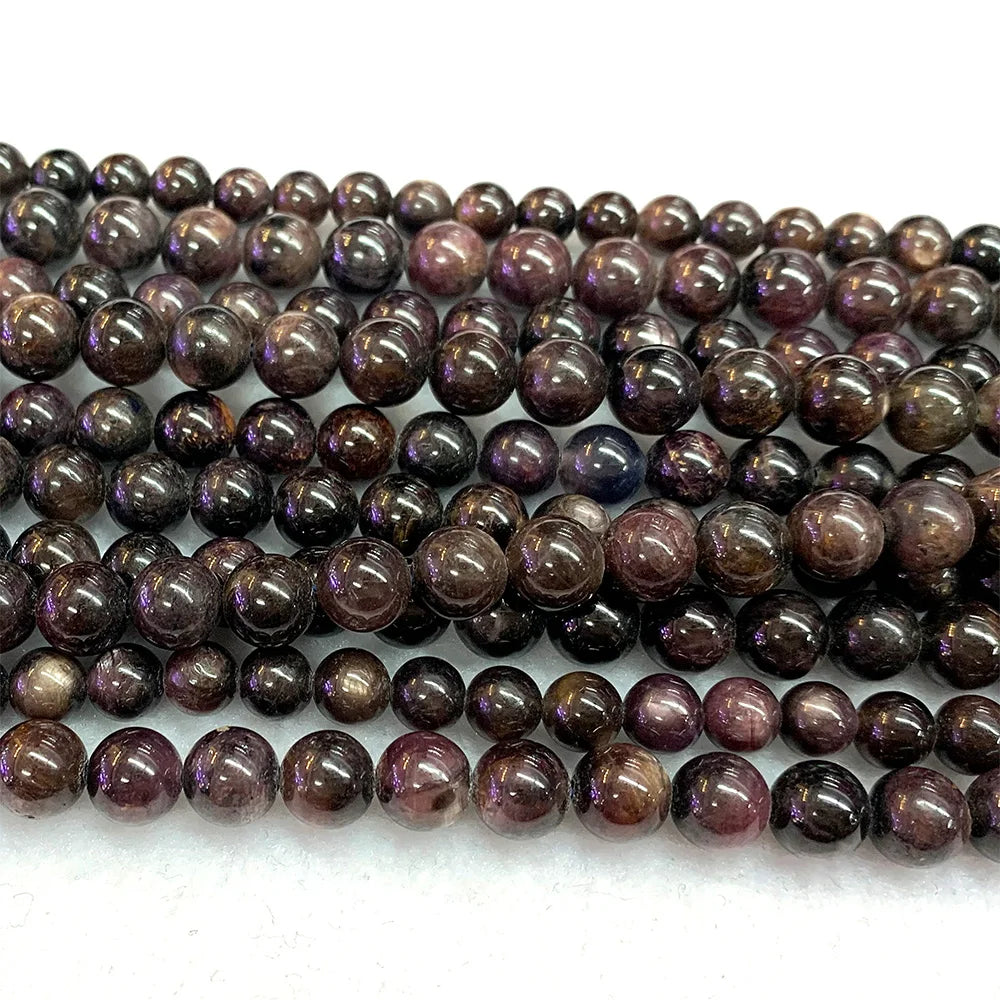 AAA Natural Starlight Ruby Sapphire Round Bead Strand