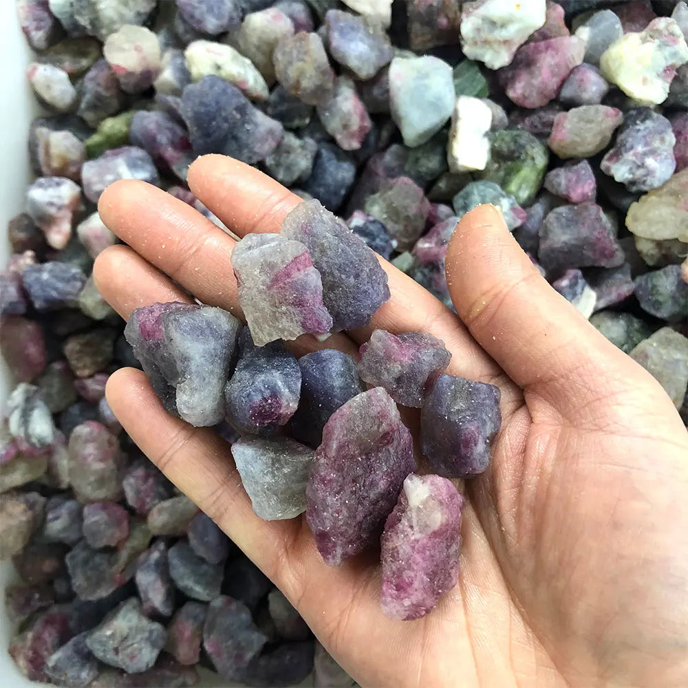 1 pièce de cristaux bruts de tourmaline rose naturelle, cristal de quartz brut, roche minérale de guérison, pierre de licorne, pegmatite, lépidolite