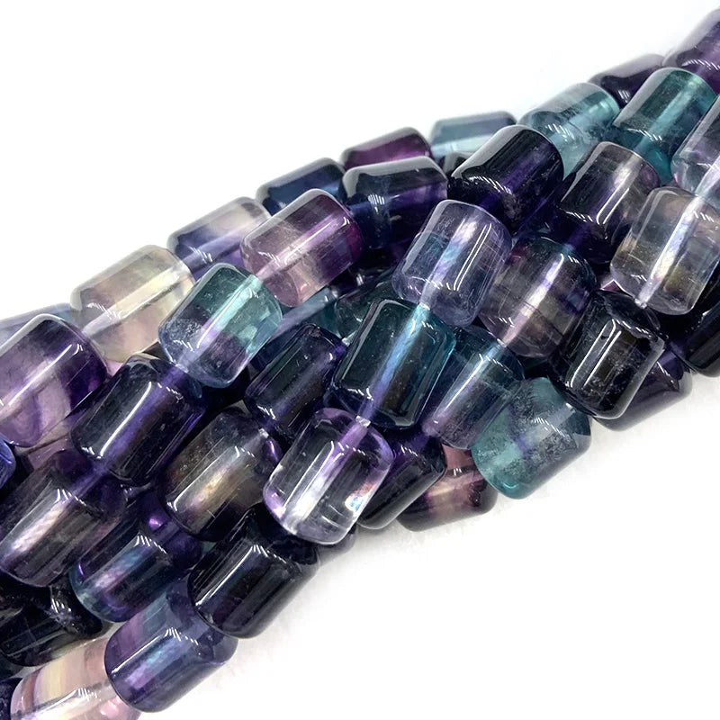 Natural Fluorite 15'' Column Bead Strand (8x10/8/16mm)