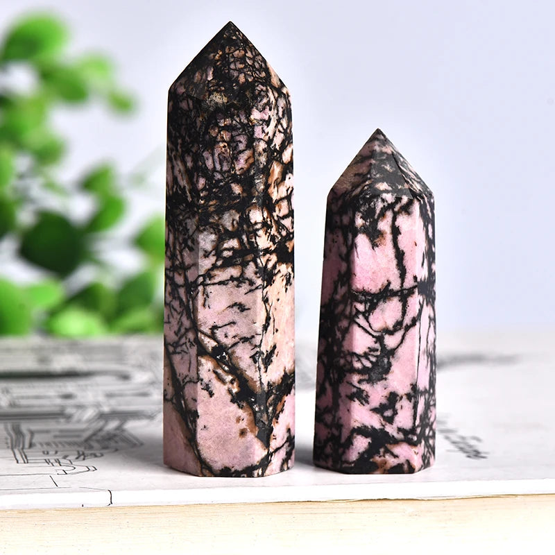 Natural Rhodonite Tower
