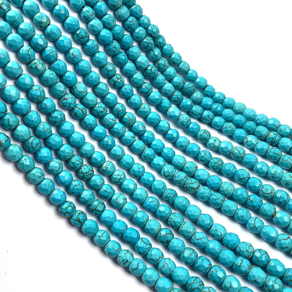 Faceted Blue Turquoise Bead Strand