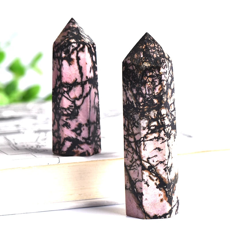 Natural Rhodonite Tower