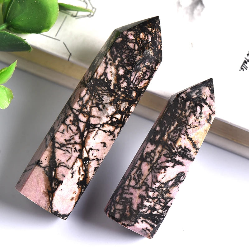 Natural Rhodonite Tower