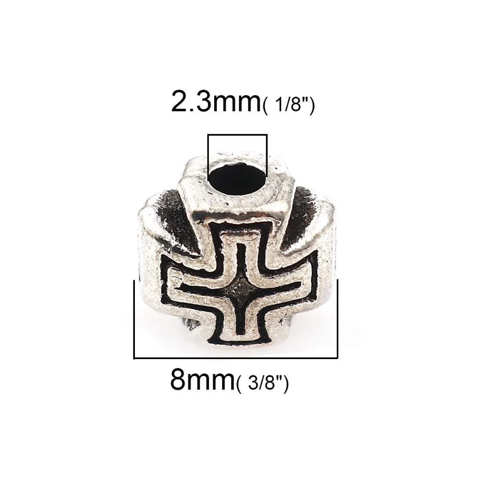 50pcs Stainless Steel Cross Spacer Beads 18mm