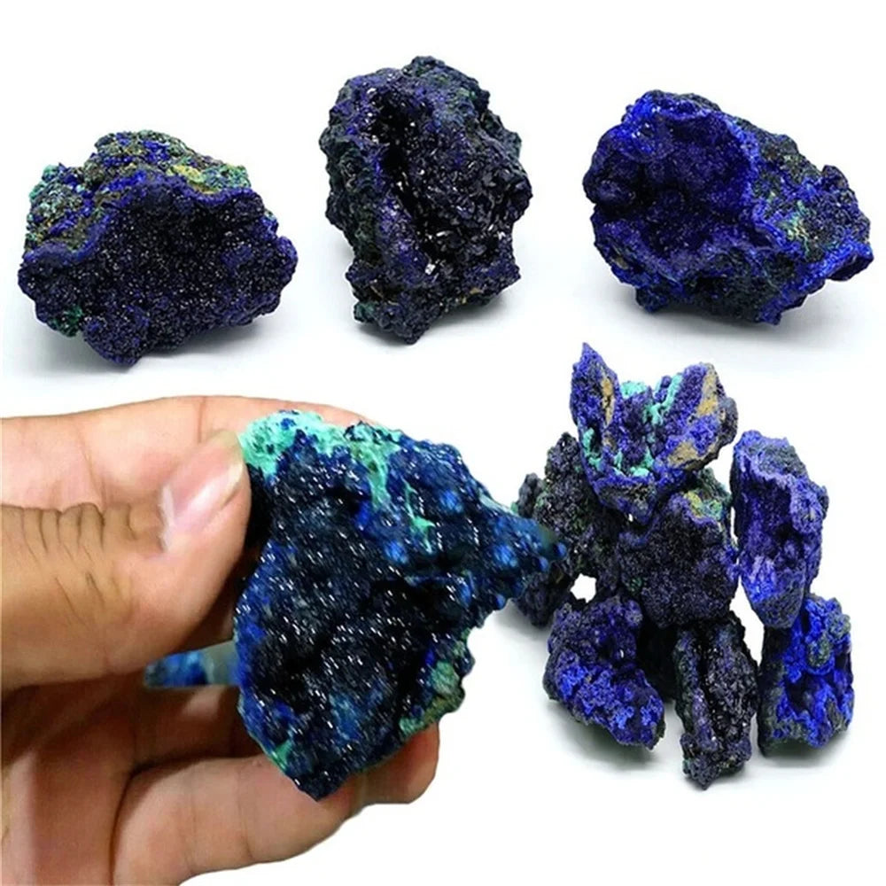 Spécimens naturels d'azurite-malachite brute