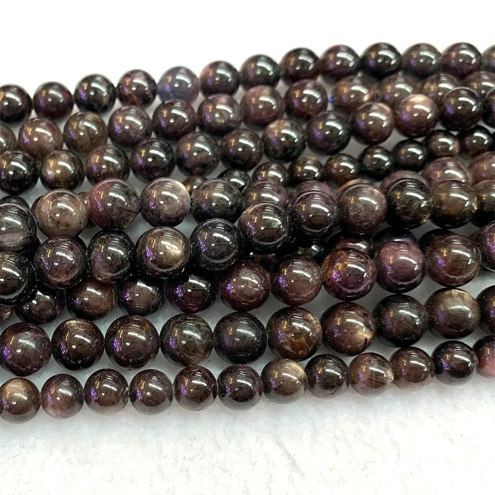 AAA Natural Starlight Ruby Sapphire Round Bead Strand