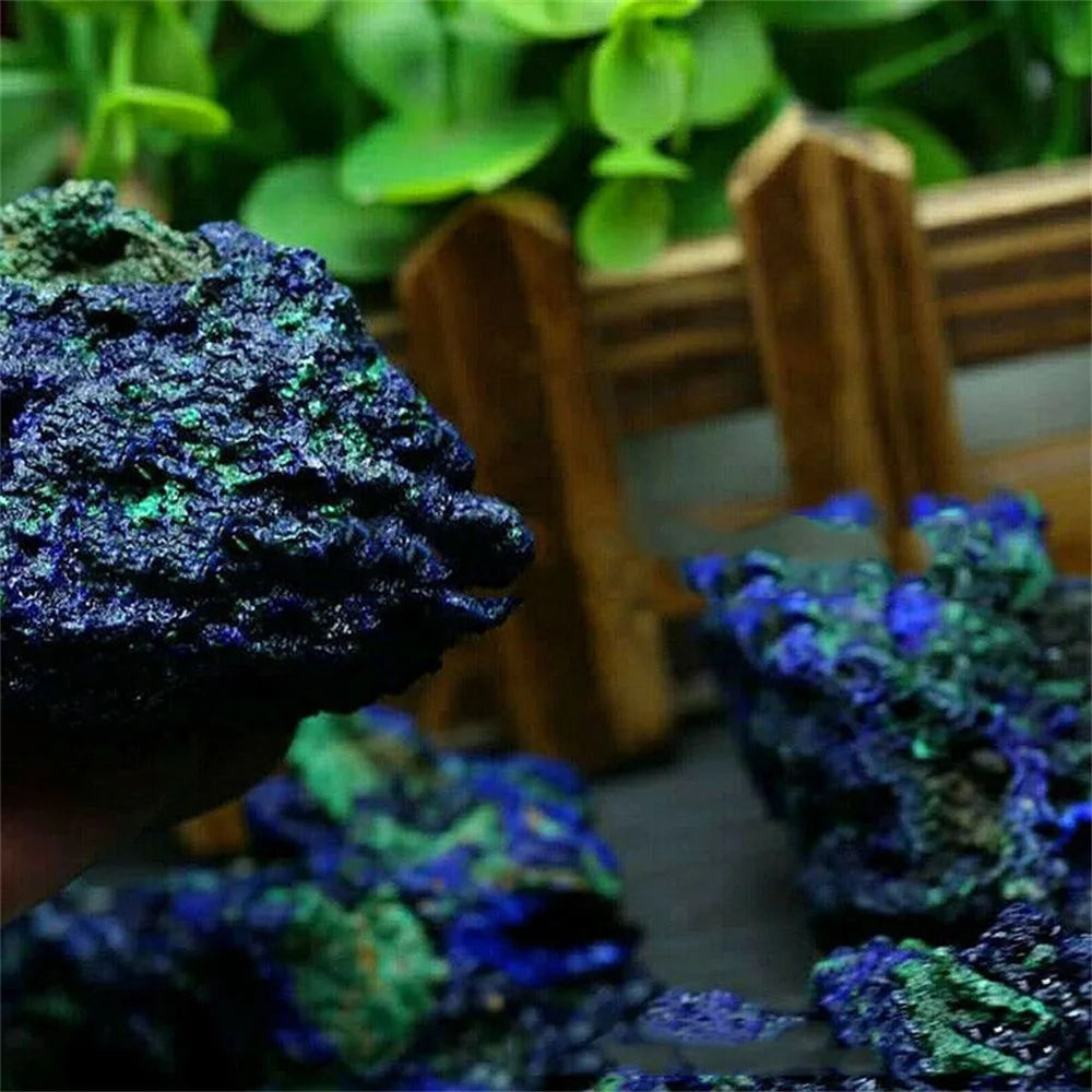 Spécimens naturels d'azurite-malachite brute