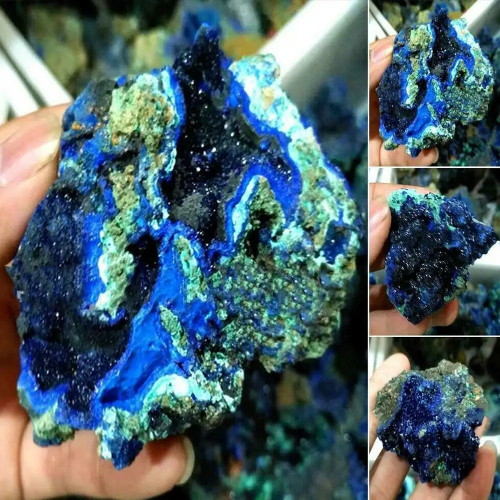 Spécimens naturels d'azurite-malachite brute