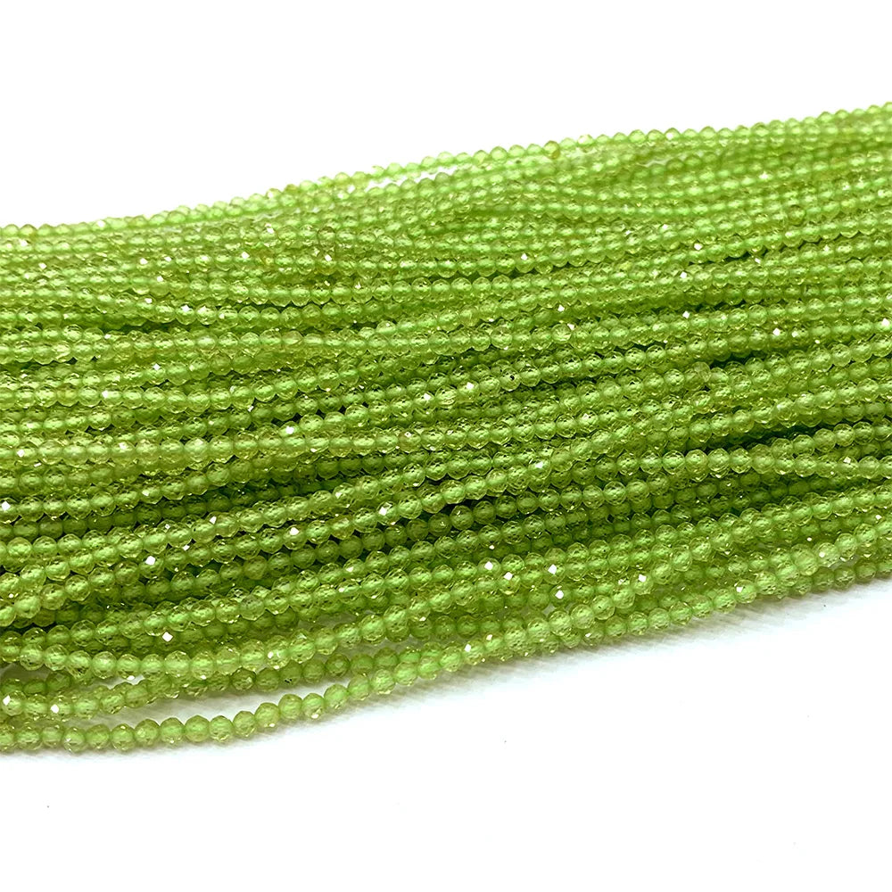 Natural Green Peridot Small Round Bead Strand