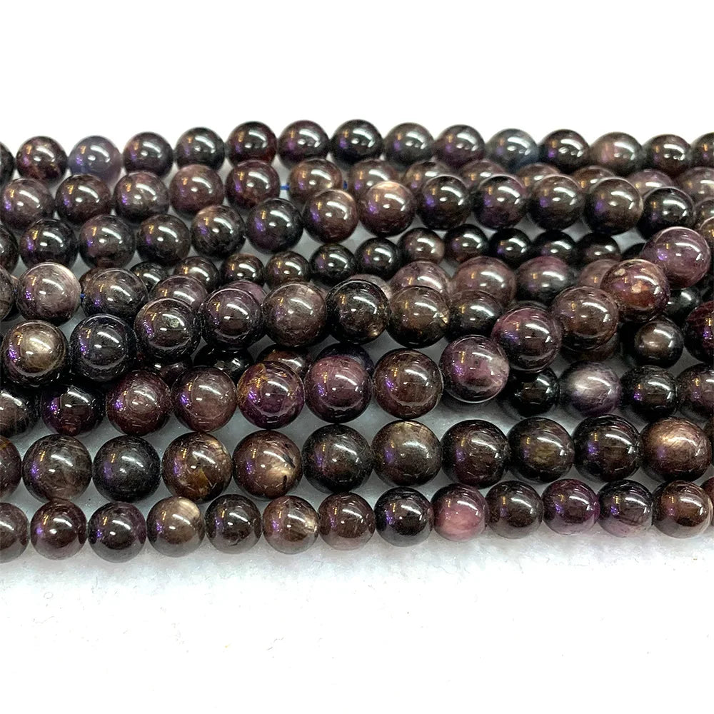 AAA Natural Starlight Ruby Sapphire Round Bead Strand