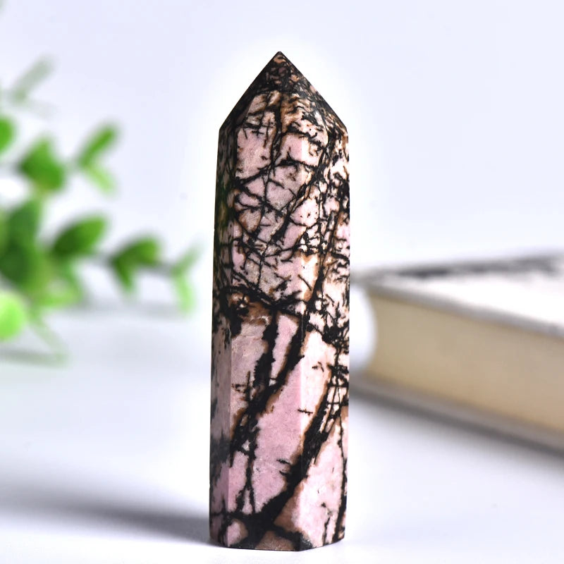 Natural Rhodonite Tower