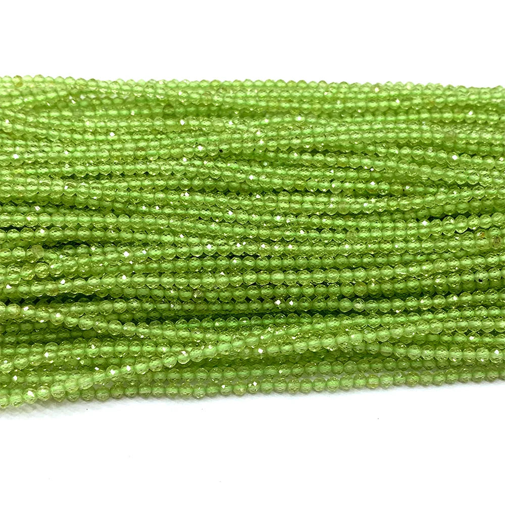 Natural Green Peridot Small Round Bead Strand