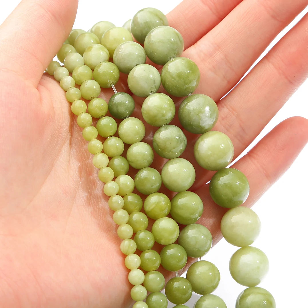 Natural Taiwanese Green Jade Bead Strand