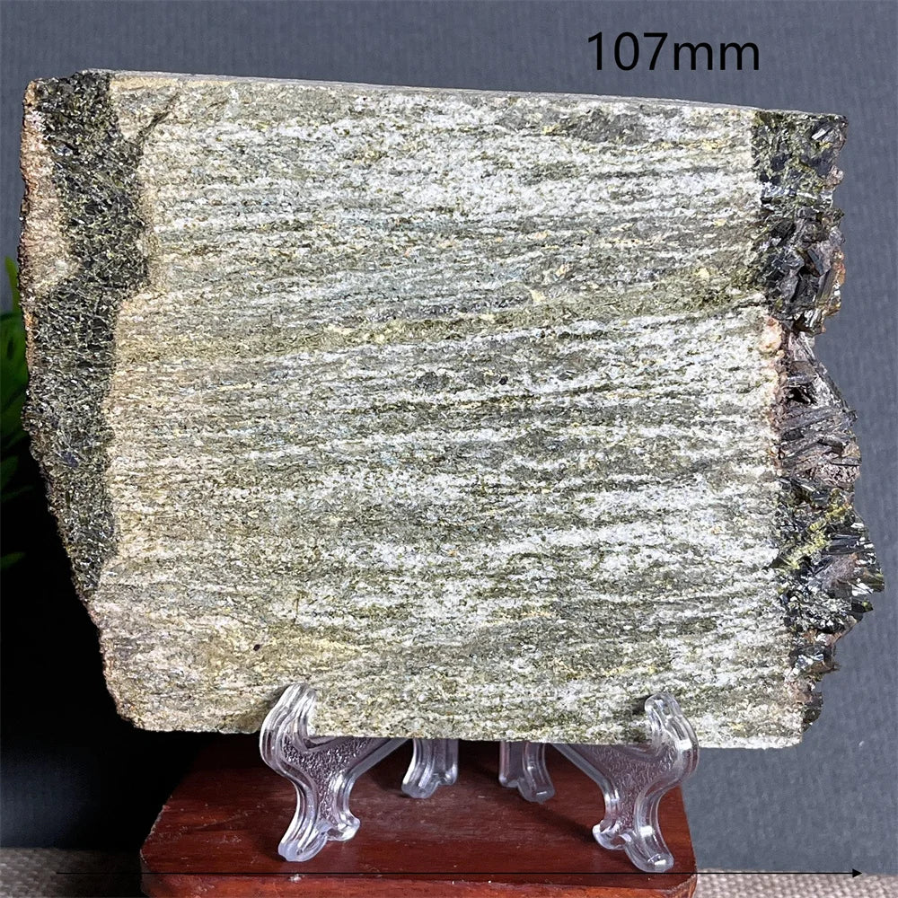 Natural Green Tourmaline Slab Specimen (With Stand)
