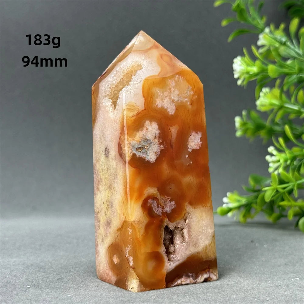 Natural Red Agate Cave Geode Obelisk