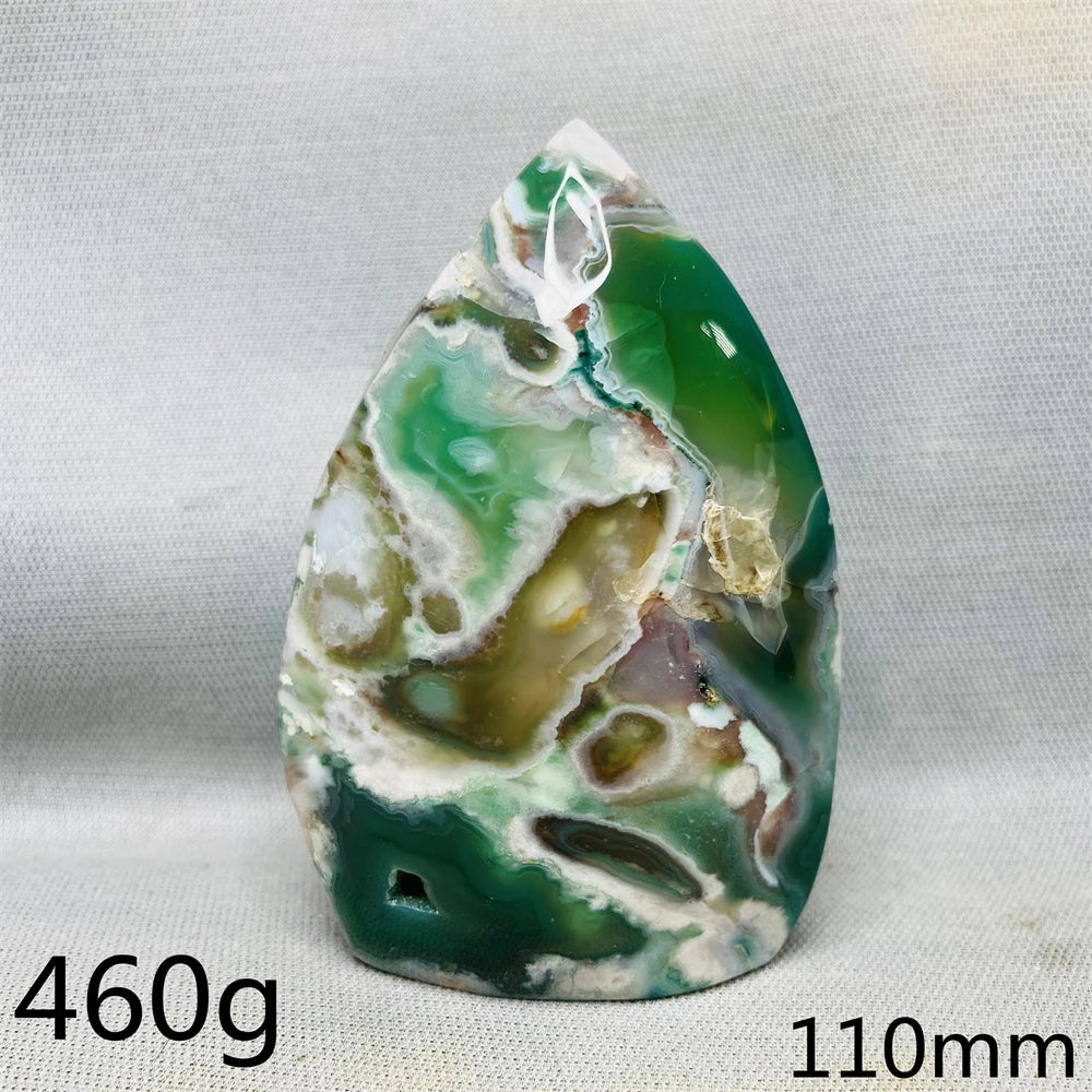 Green Cherry Blossom Agate Free Form Teardrop
