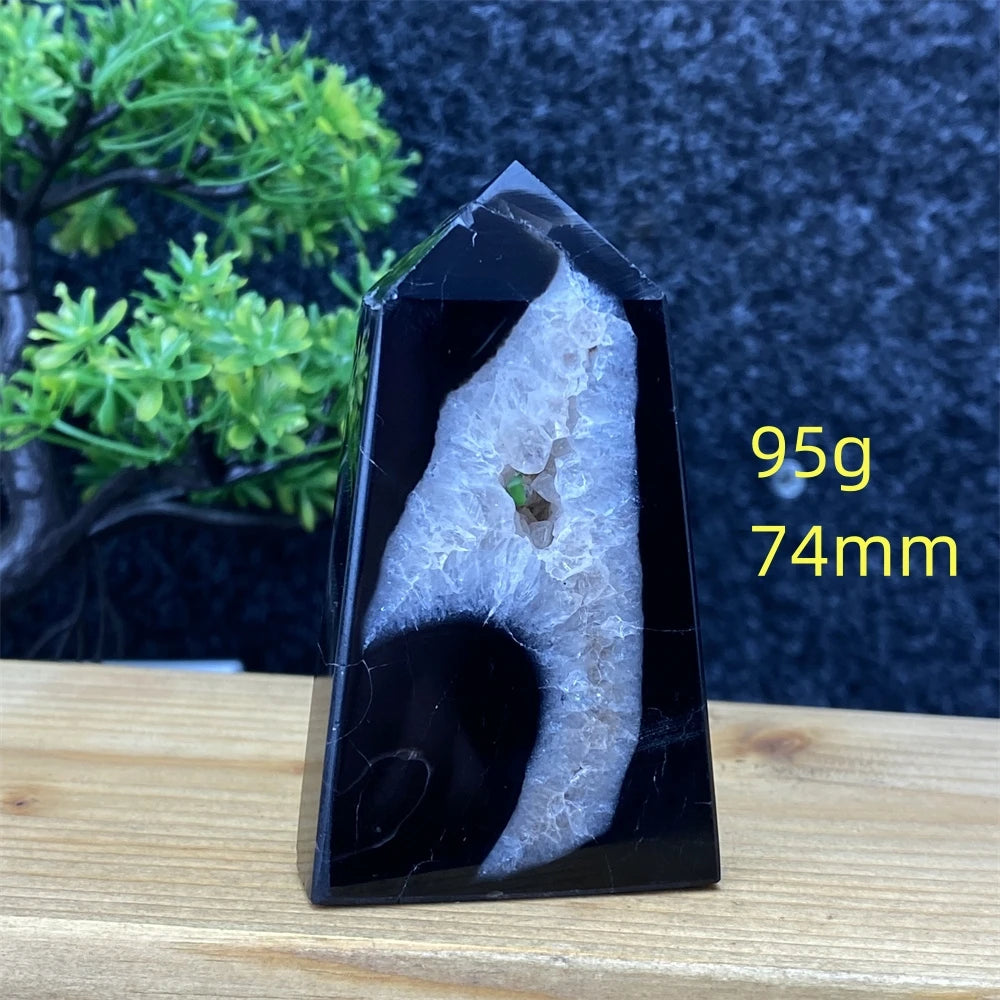 Black Agate Geode Obelisk