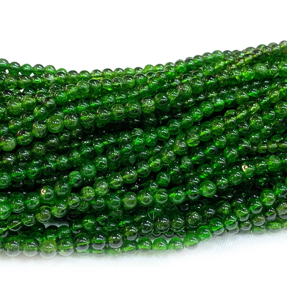 Naural Green Chrome Diopside Round Bead Strand