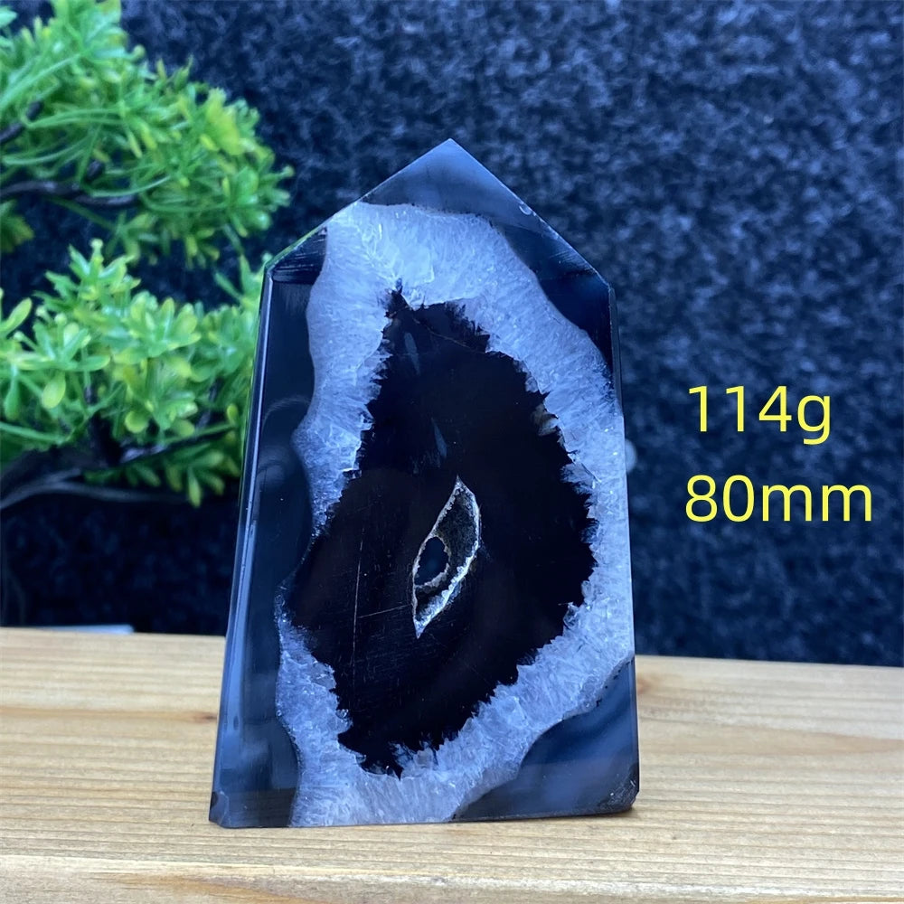 Black Agate Geode Obelisk