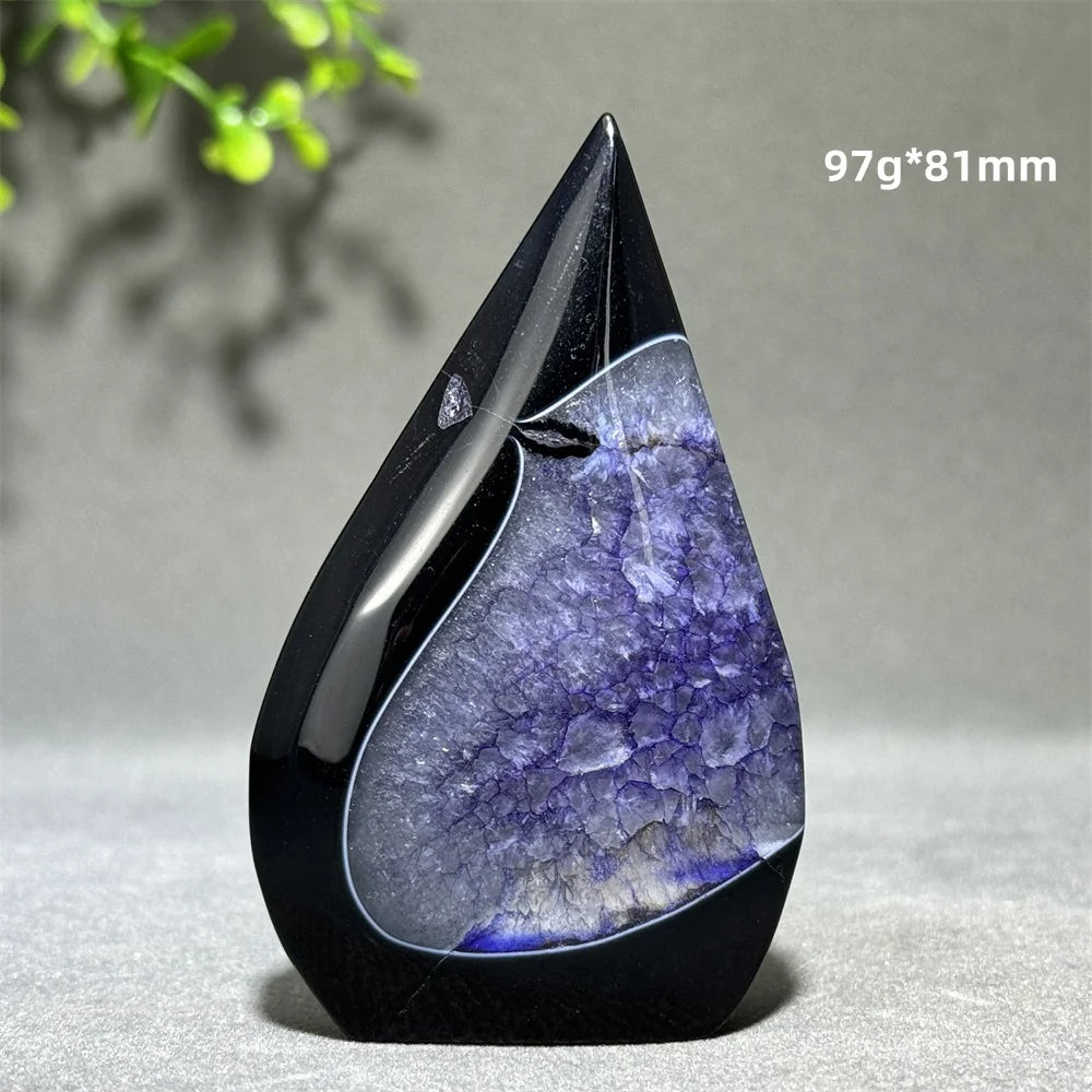Dyed Purple Black Banded Agate Freeform Torch