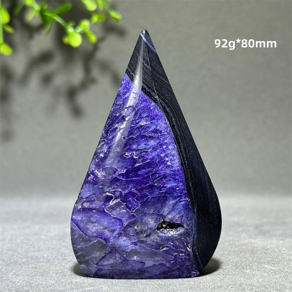Dyed Purple Black Banded Agate Freeform Torch