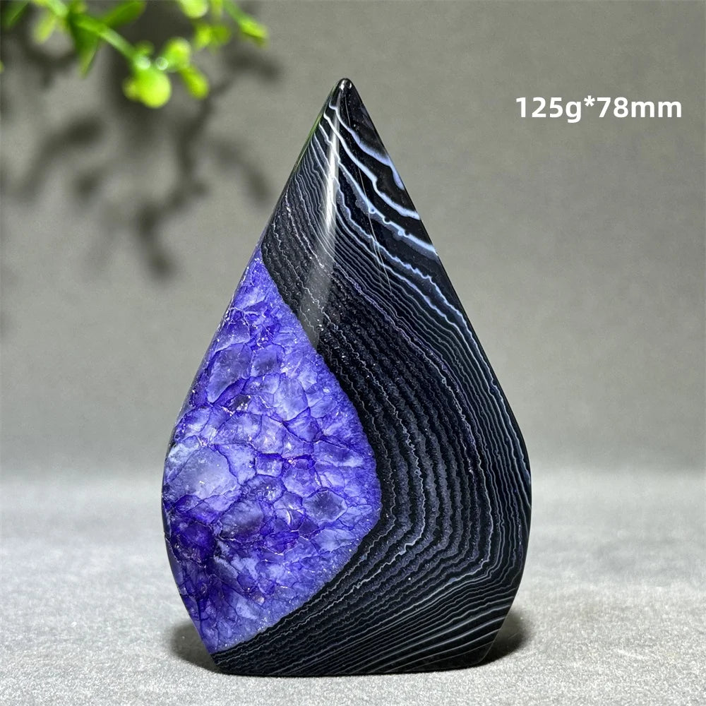 Dyed Purple Black Banded Agate Freeform Torch