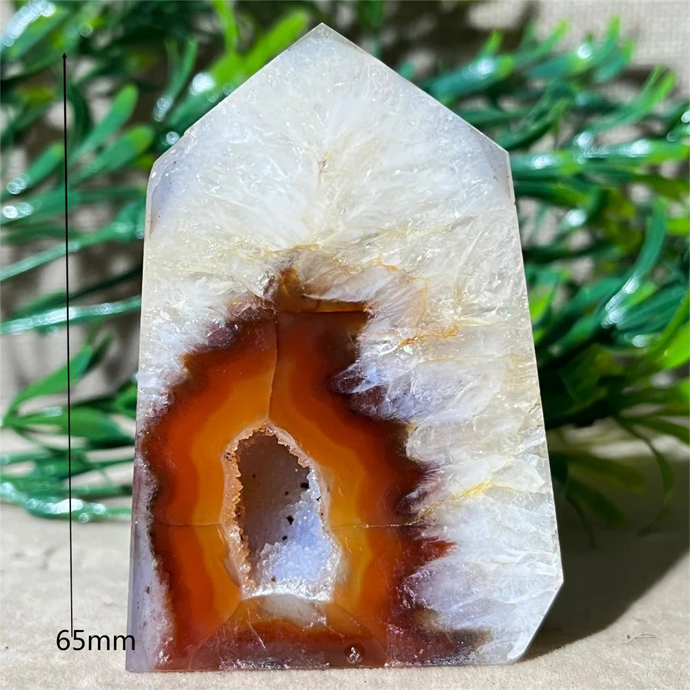 Natural Carnelian Agate Druzy Flat Tower
