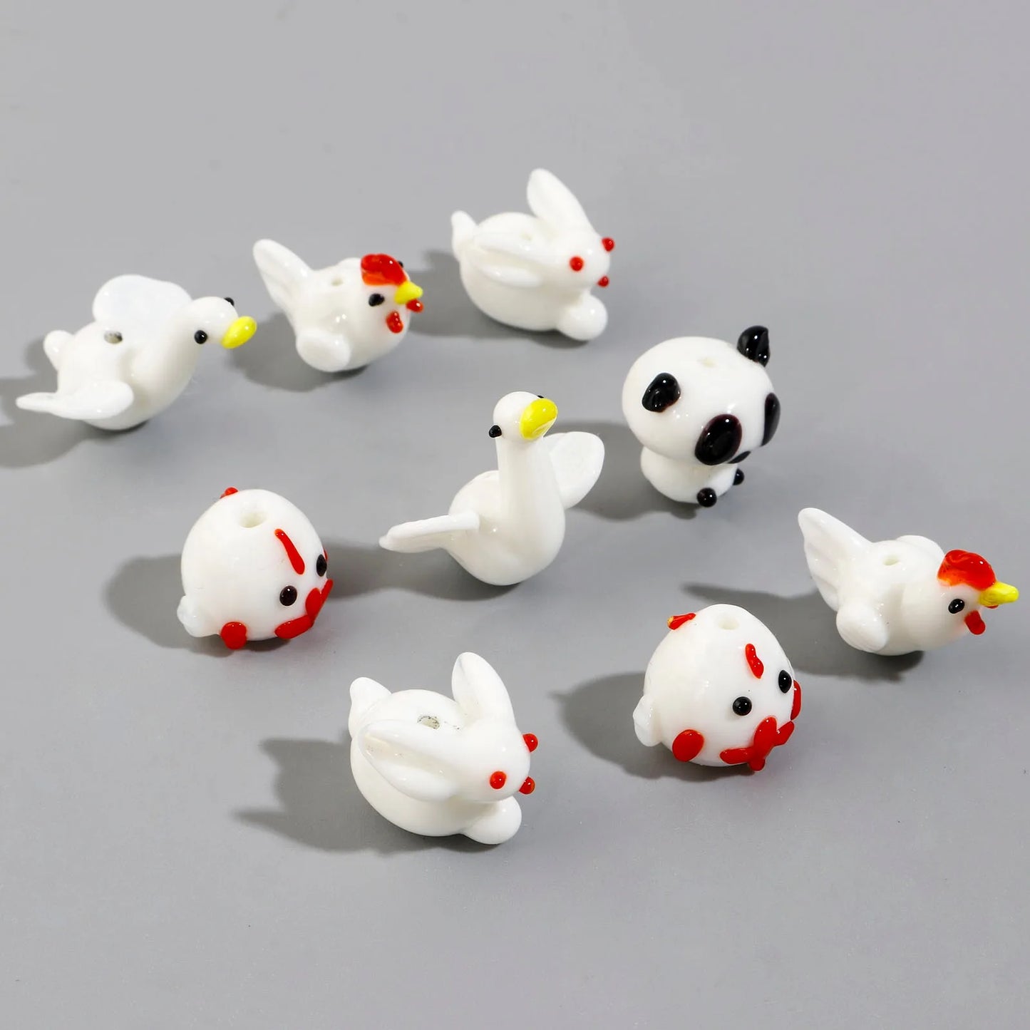 2pcs Panda Lampwork Glass Beads (14mm)