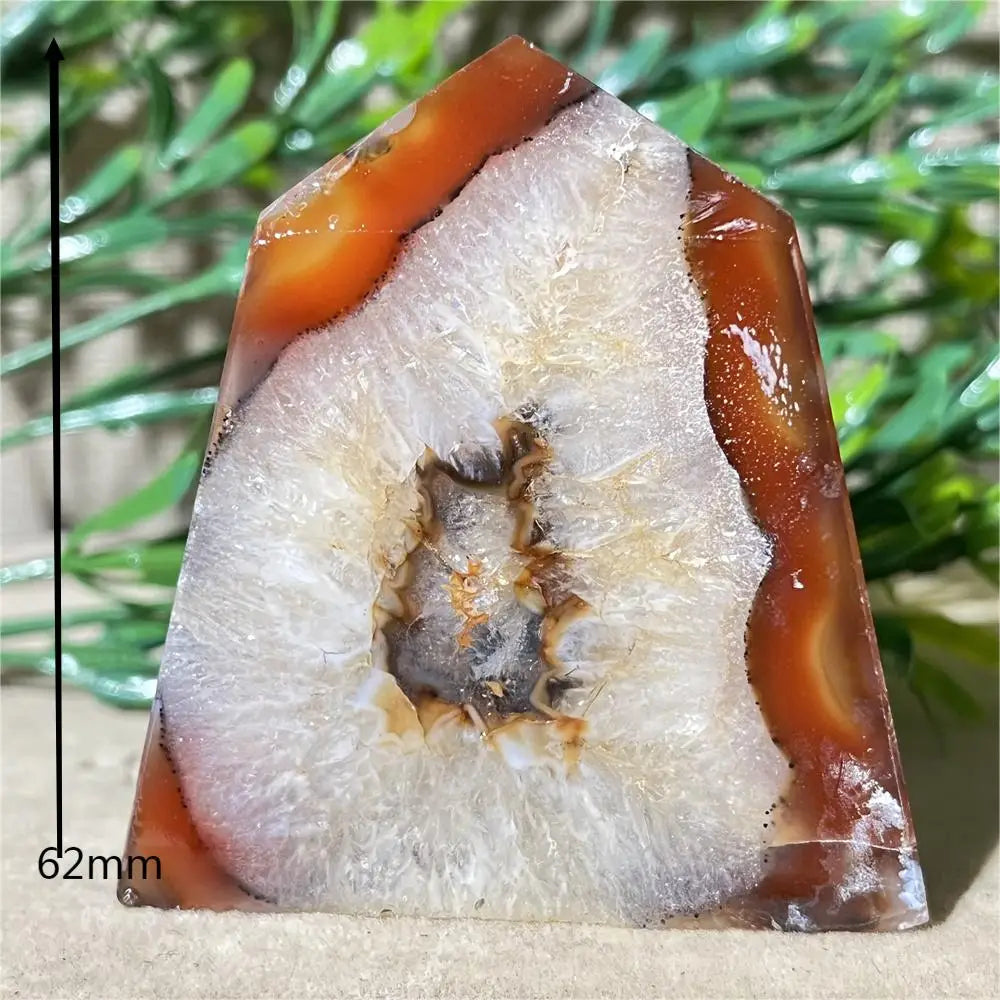 Natural Carnelian Agate Druzy Flat Tower
