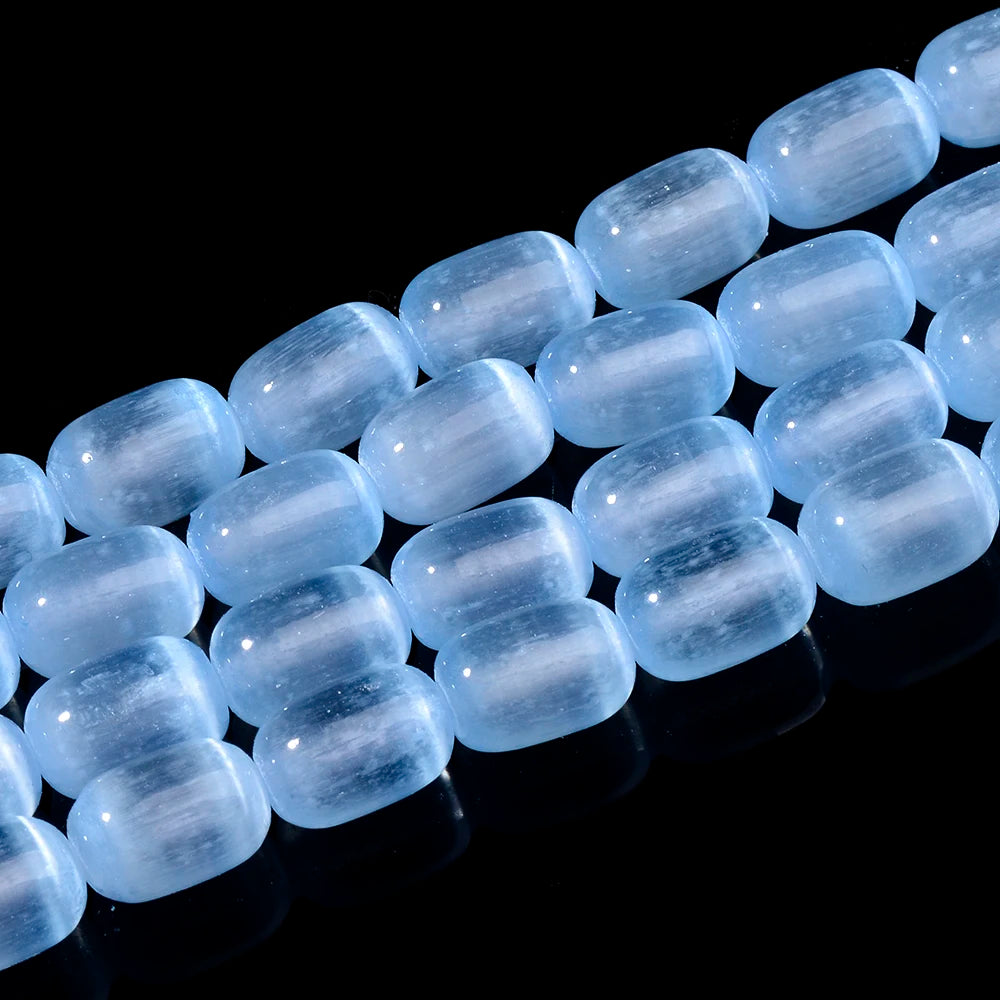 Natural Rainbow Selenite Cylinder Beads