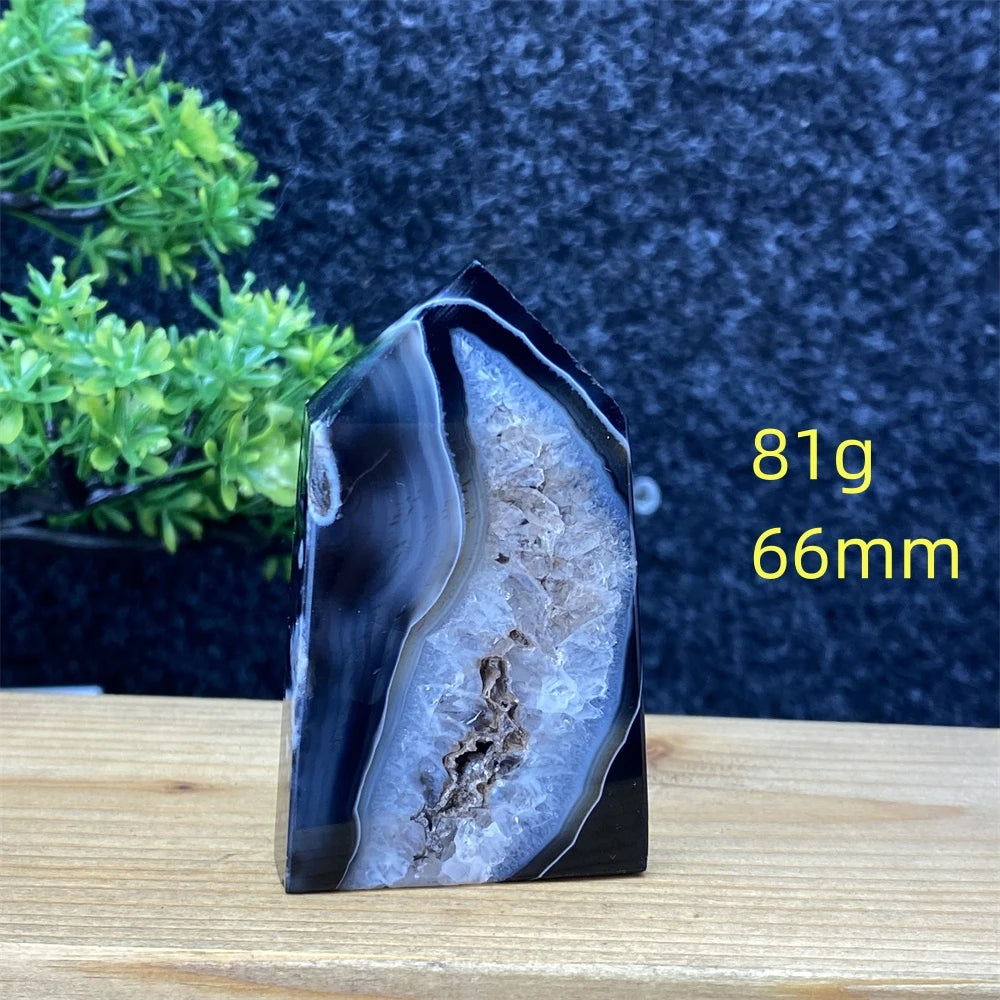 Black Agate Geode Obelisk