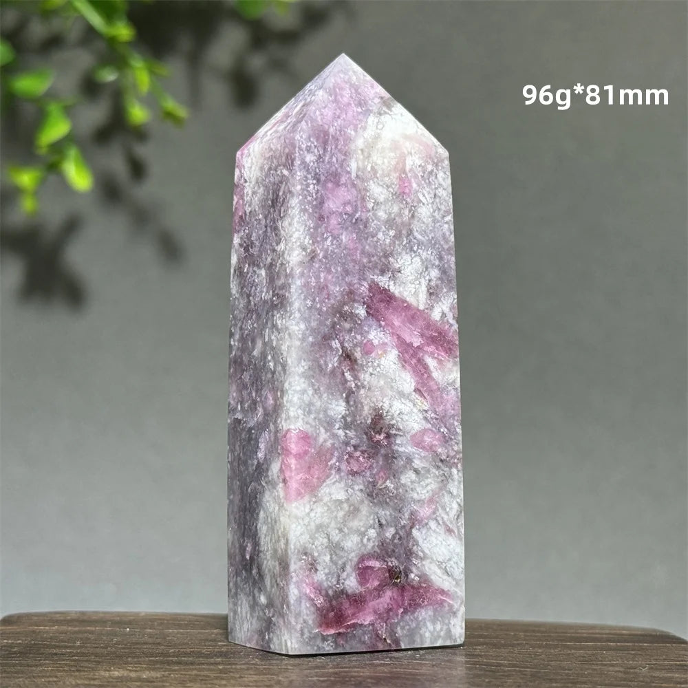 Natural Plum Blossom Tourmaline Obelisk