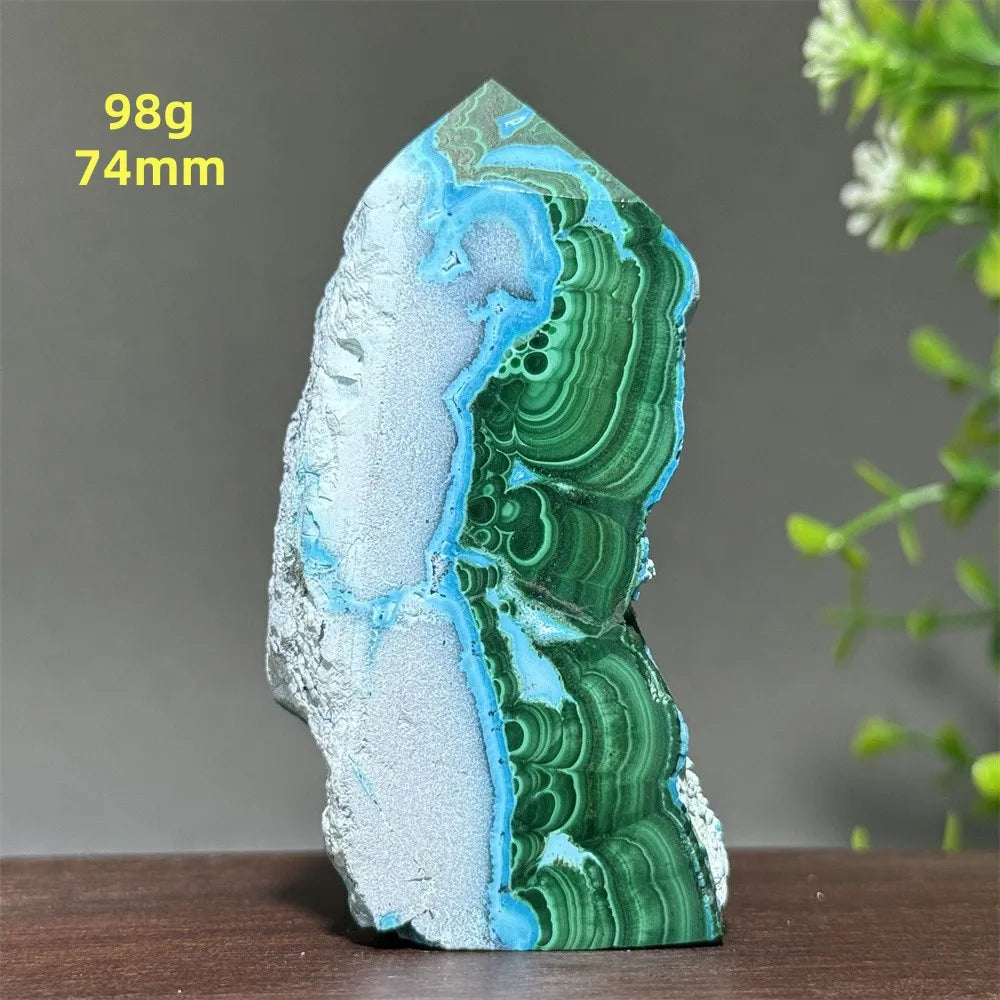 Tour de chrysocolle bleue naturelle, obélisque de forme libre, pierre brute, spécimen minéral, guérison Reiki, méditation, sorcellerie, décoration intérieure