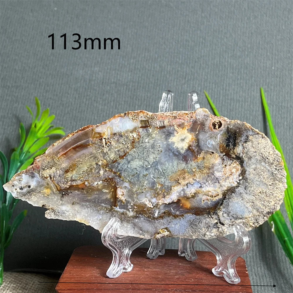 Natural Rutilated Hair Agate Slab (With Stand)