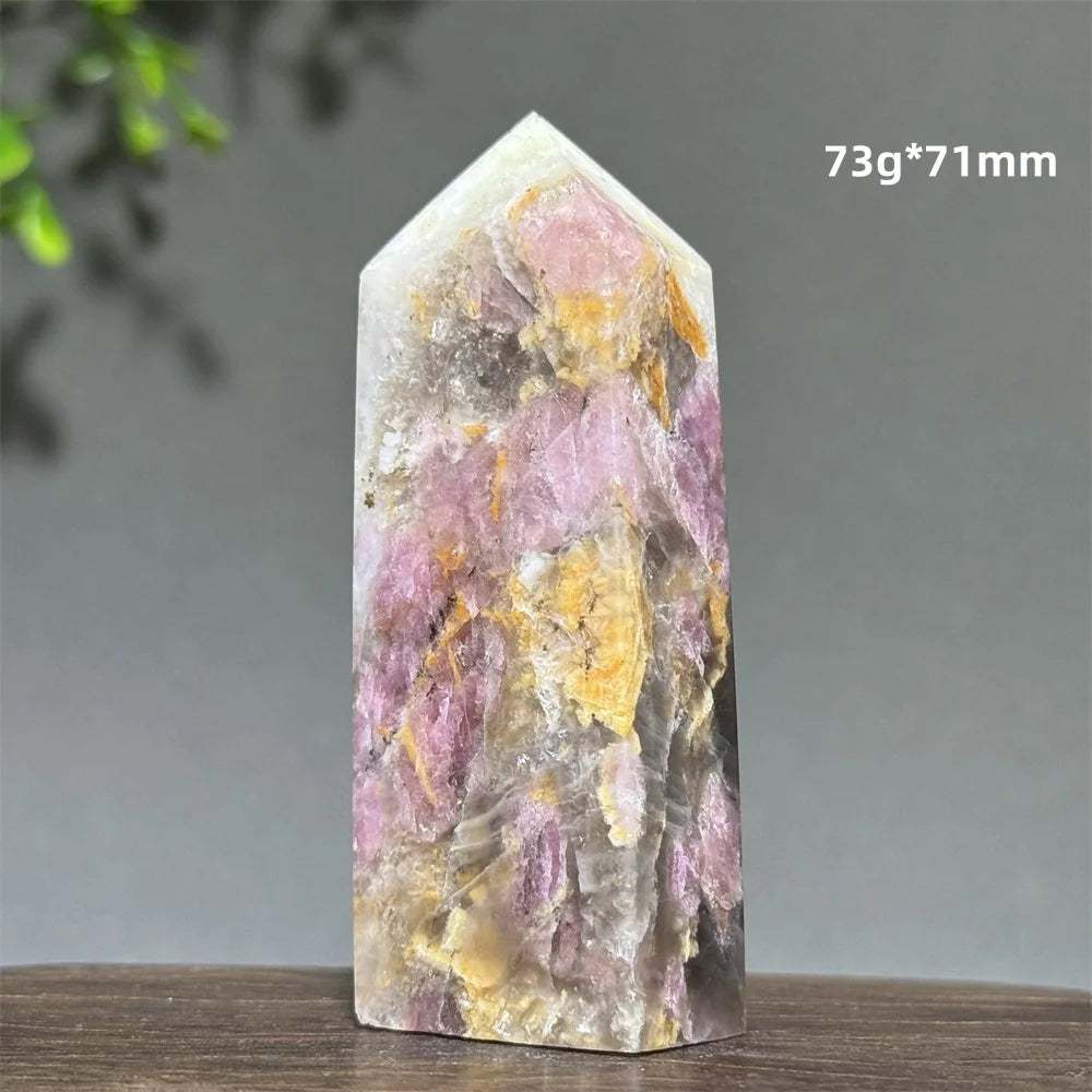 Natural Plum Blossom Tourmaline Obelisk