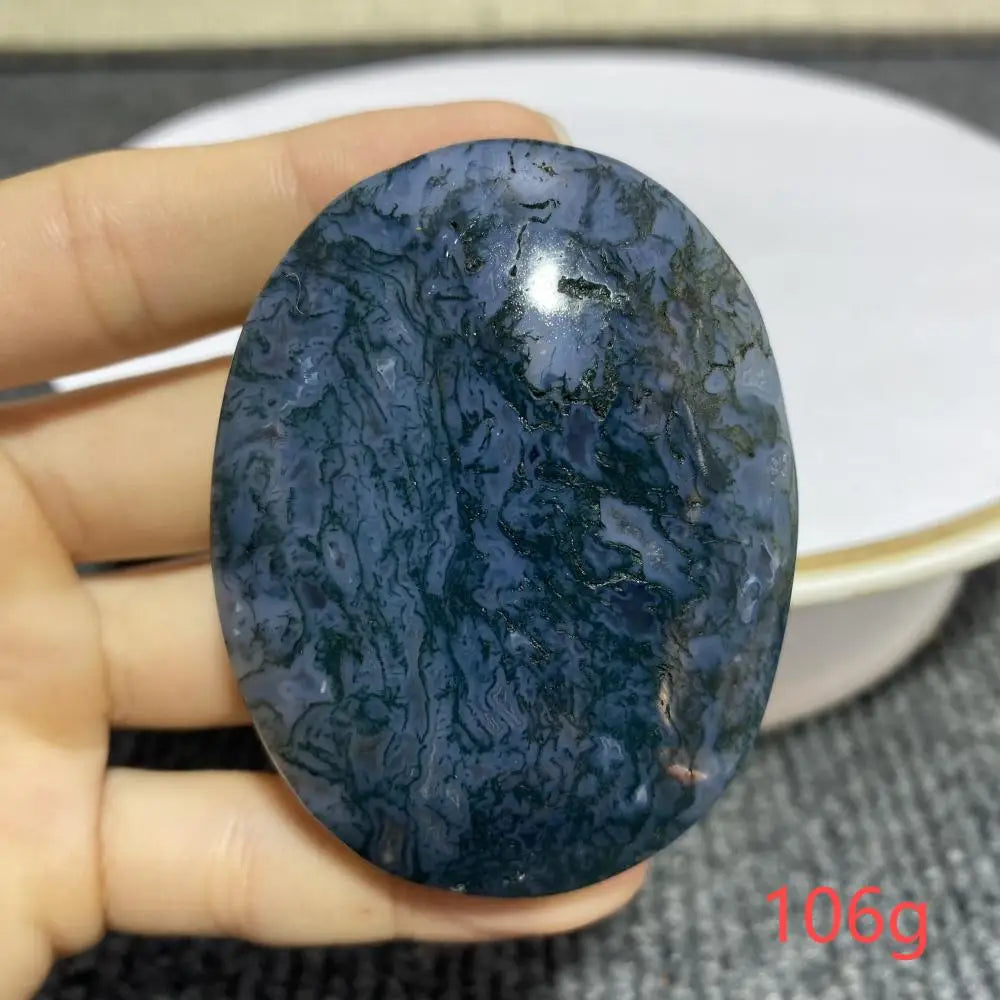 Natural Moss Agate Palm Stone