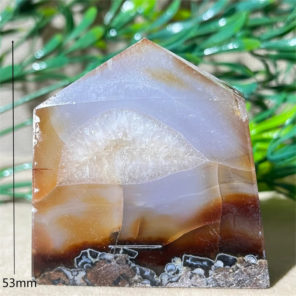 Natural Carnelian Agate Druzy Flat Tower
